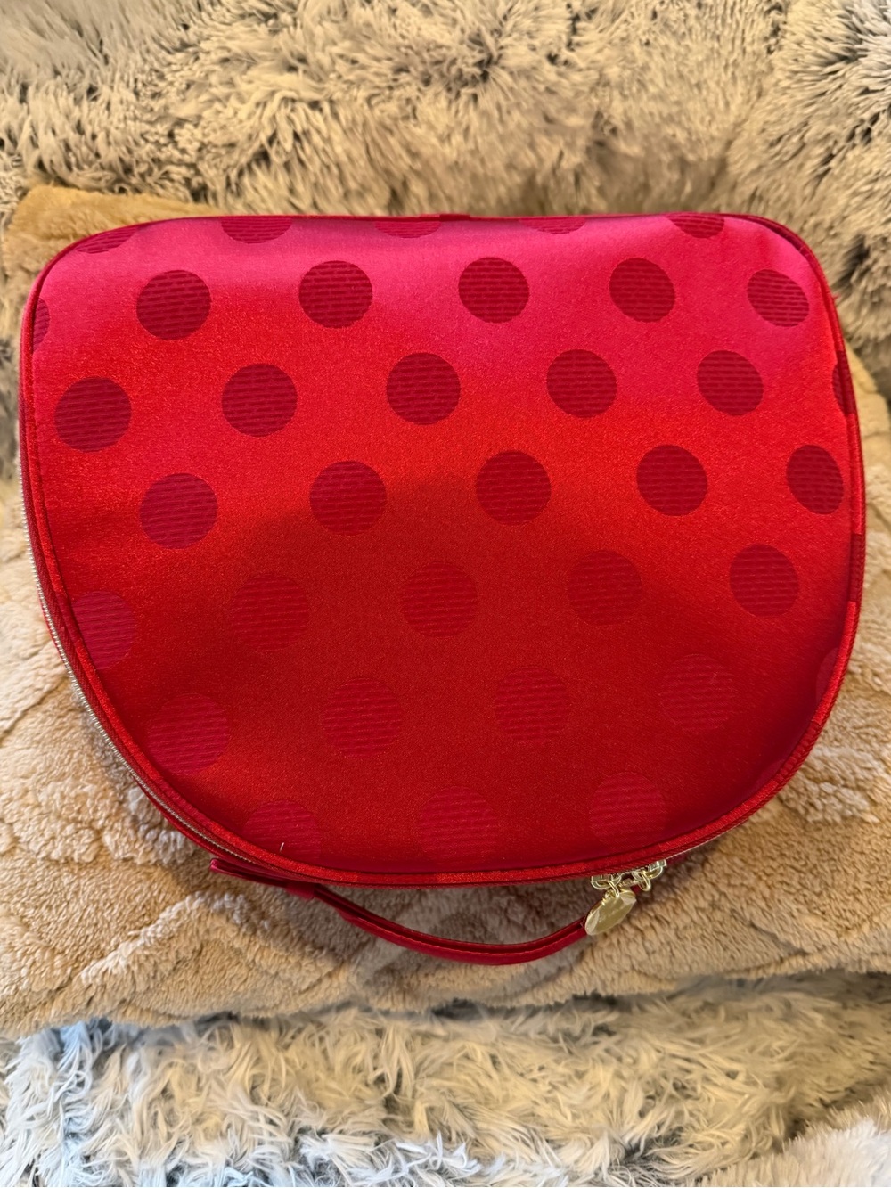 NWOT Estée Lauder Red Polka Dot Train Case